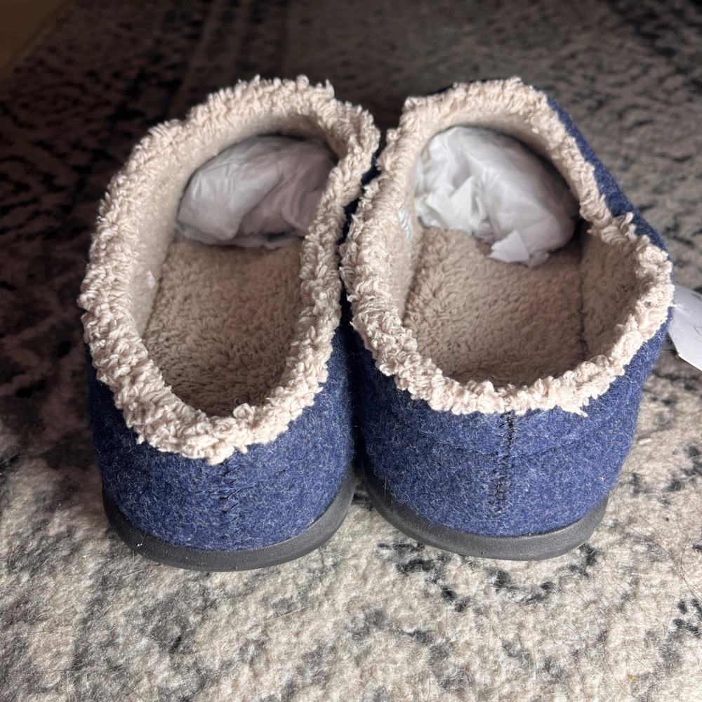 LL Bean Jess Franks Daybreak Scuffs Navy Blue Floral Wool Slippers Womens 9 NEW - Picture 6 of 9